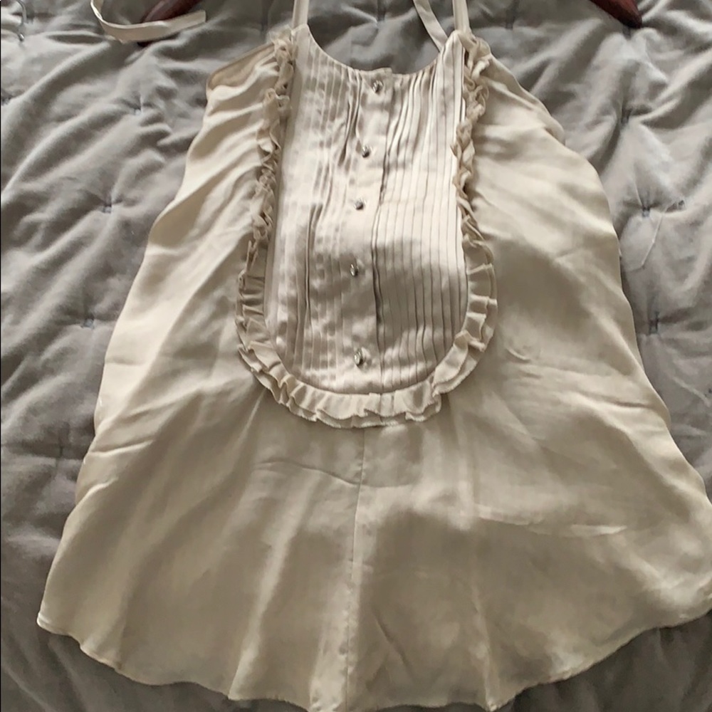 Pretty backless silk tuxedo blouse